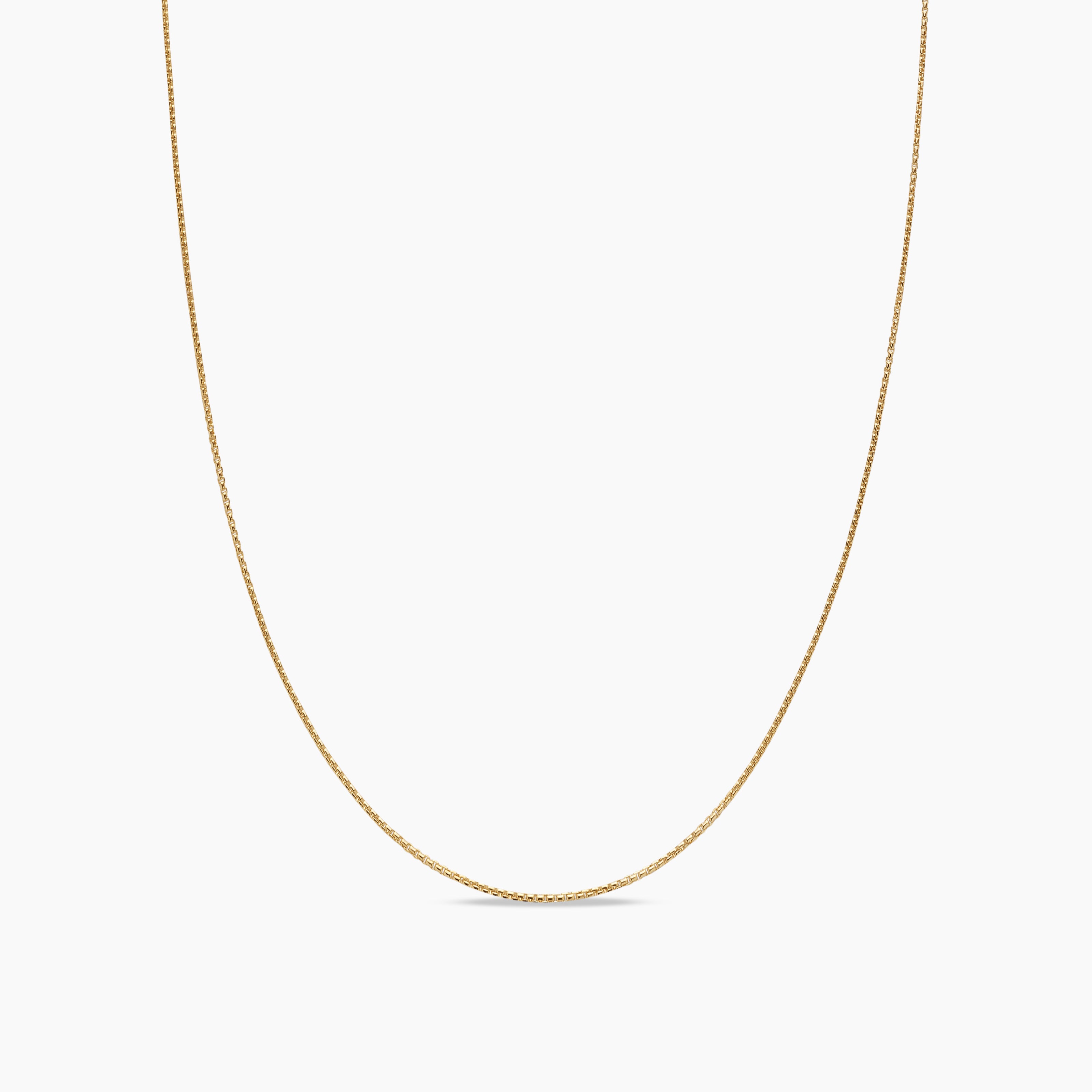 Womens Box Chain Necklace in 18K Yellow Gold, 1.25mm