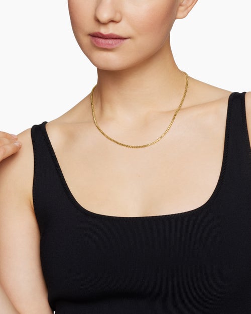 Womens Box Chain Necklace in 18k Yellow Gold, 2.7mm