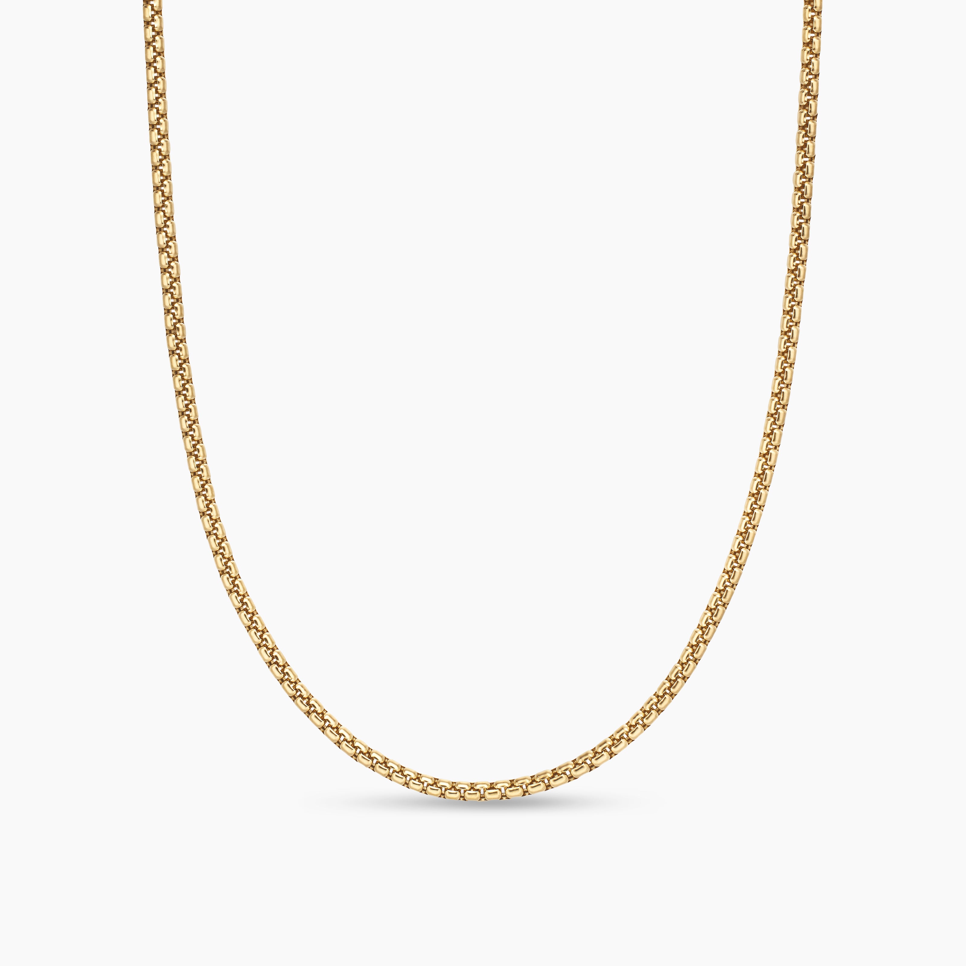 Womens Box Chain Necklace in 18K Yellow Gold, 2.7mm