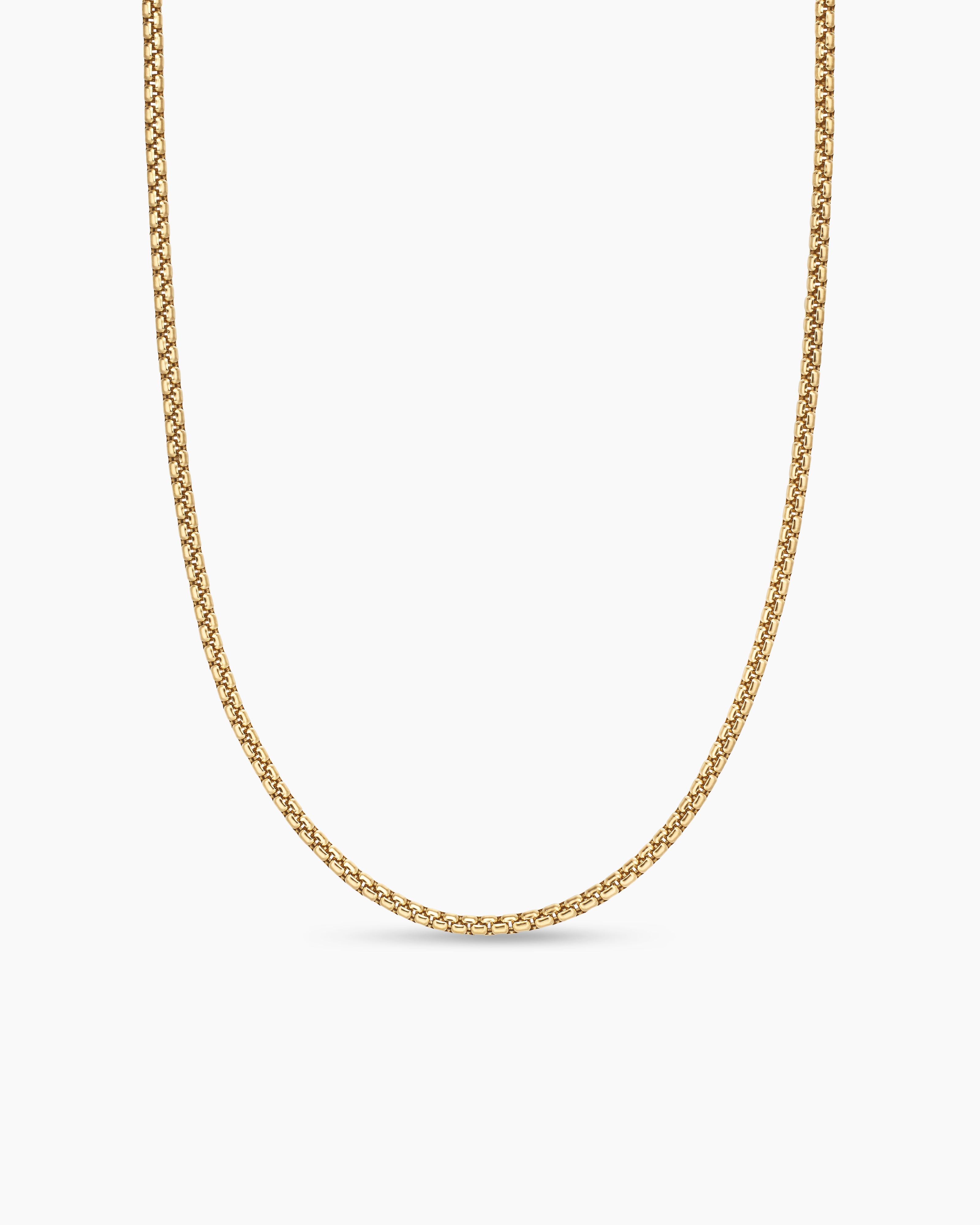 Womens Box Chain Necklace in 18ct Yellow Gold, 2.7mm