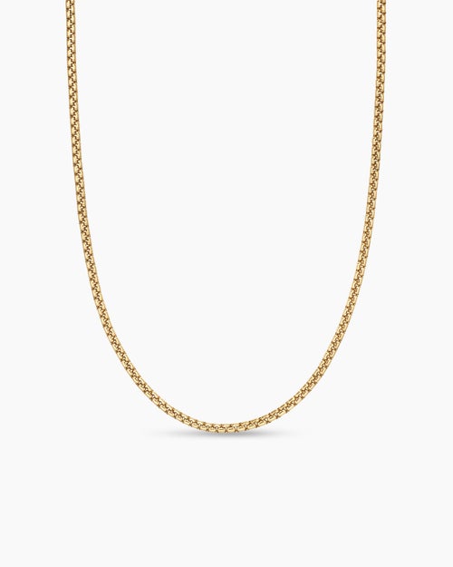 Womens Box Chain Necklace in 18K Yellow Gold, 2.7mm