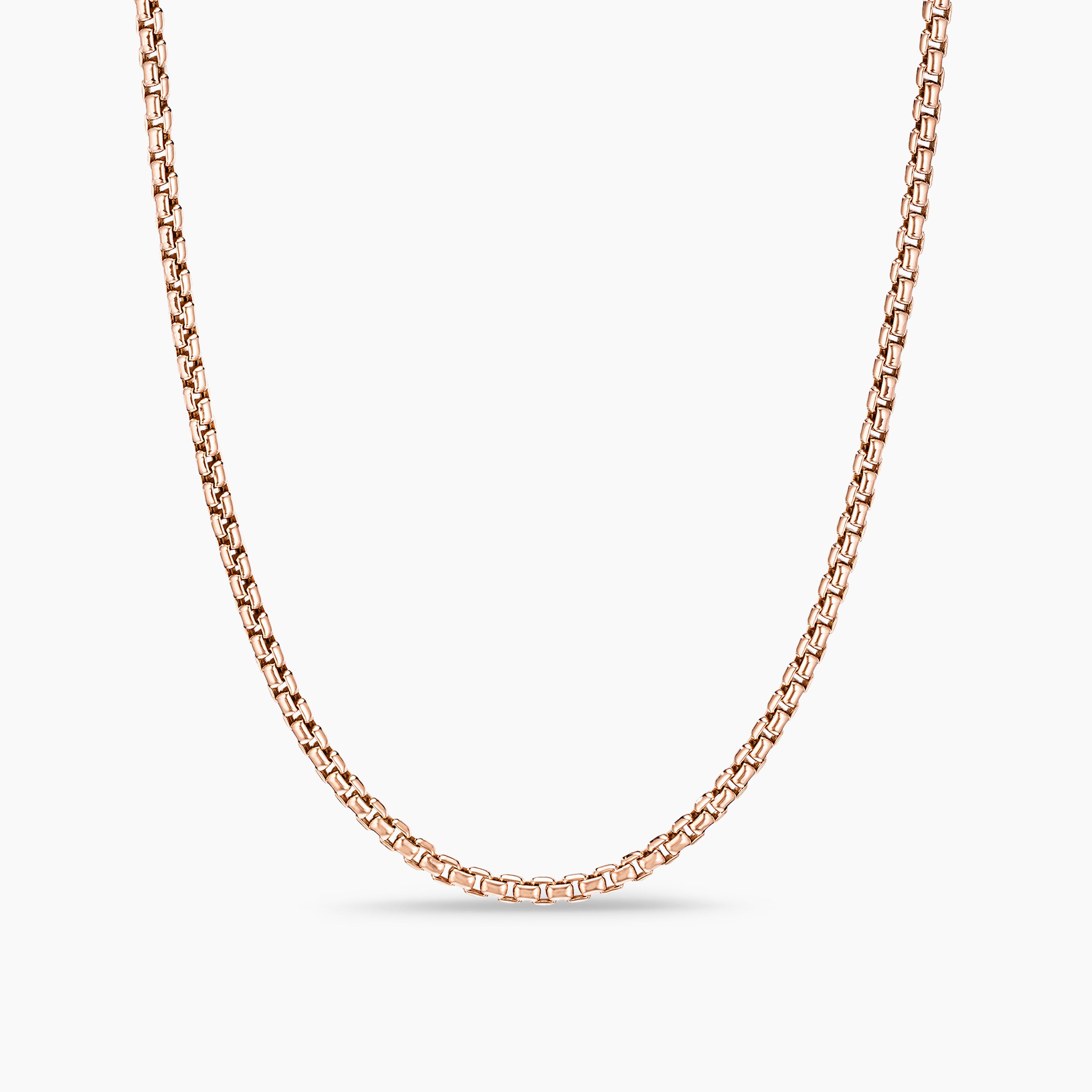 Womens Box Chain Necklace in 18K Rose Gold, 2.7mm