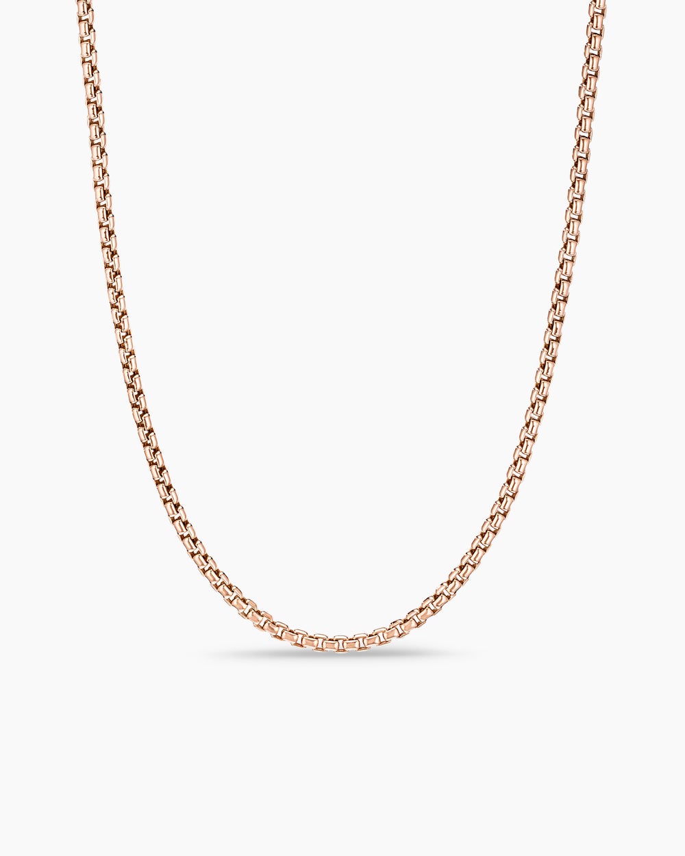 Womens Box Chain Necklace in 18ct Rose Gold, 2.7mm