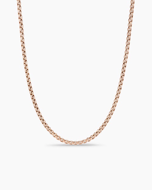 Womens Box Chain Necklace in 18ct Rose Gold, 2.7mm