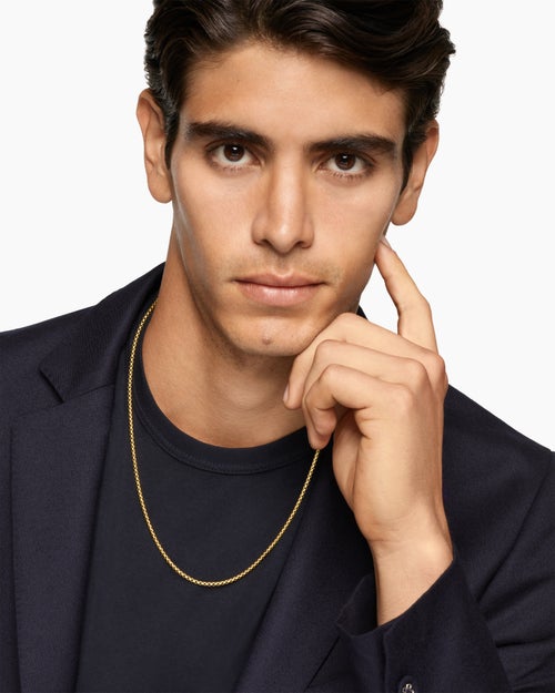 Mens Box Chain Necklace in 18K Yellow Gold, 2.7mm