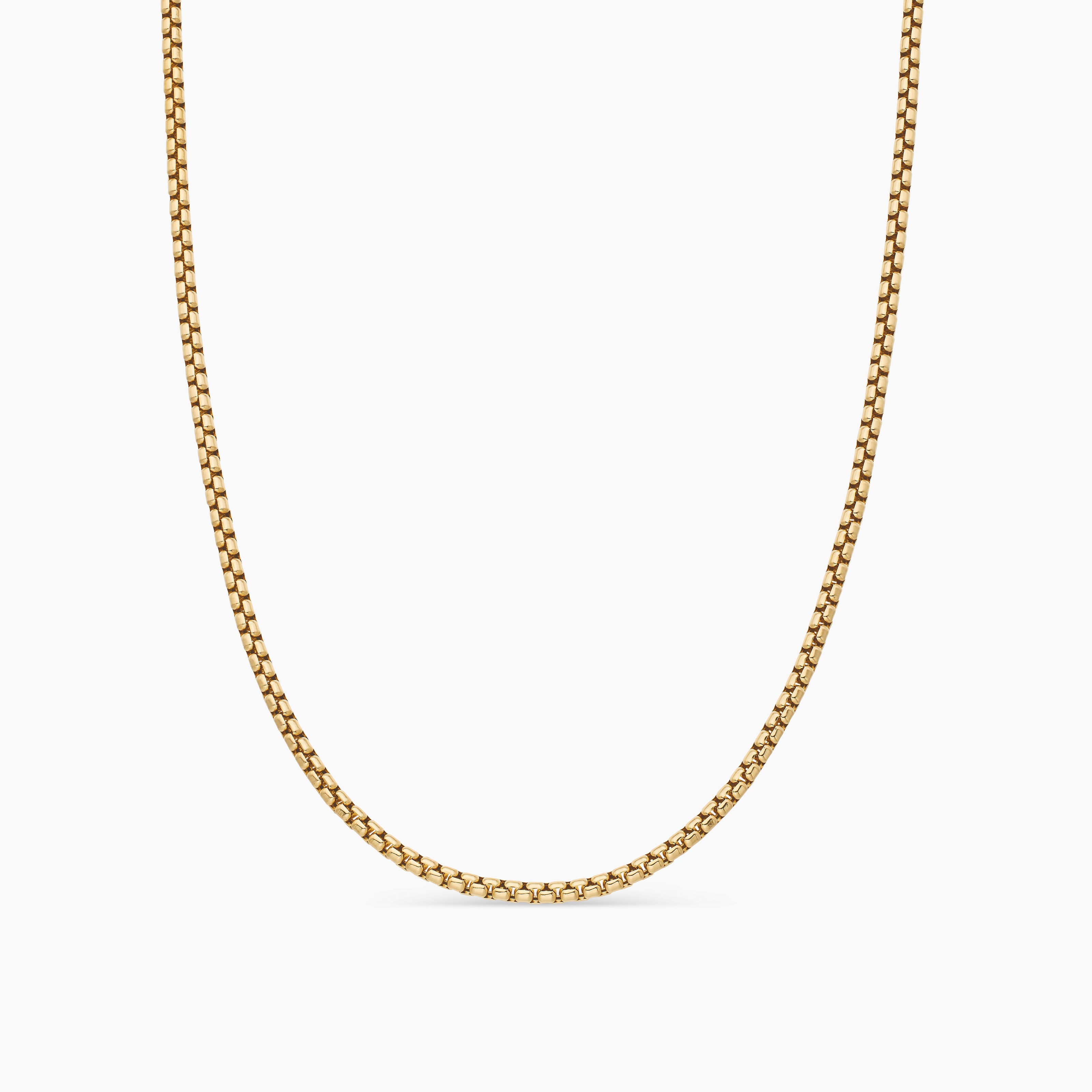 Mens Box Chain Necklace in 18K Yellow Gold, 2.7mm