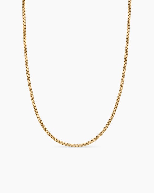 Mens Box Chain Necklace in 18K Yellow Gold, 2.7mm