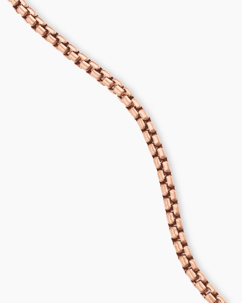 Mens Box Chain Necklace in 18K Rose Gold, 2.7mm