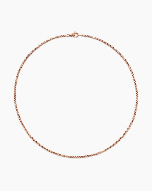 Mens Box Chain Necklace in 18K Rose Gold, 2.7mm