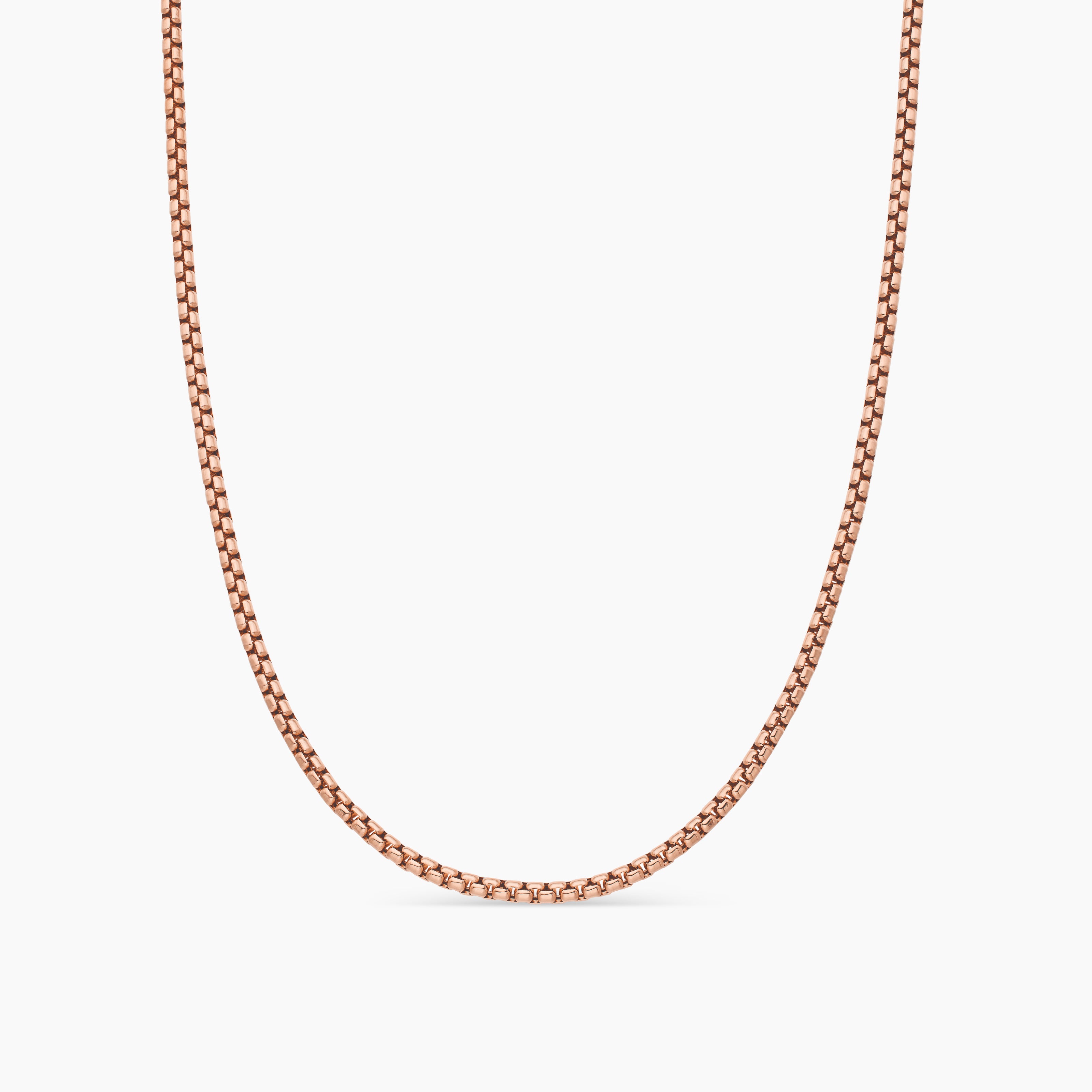 Mens Box Chain Necklace in 18K Rose Gold, 2.7mm