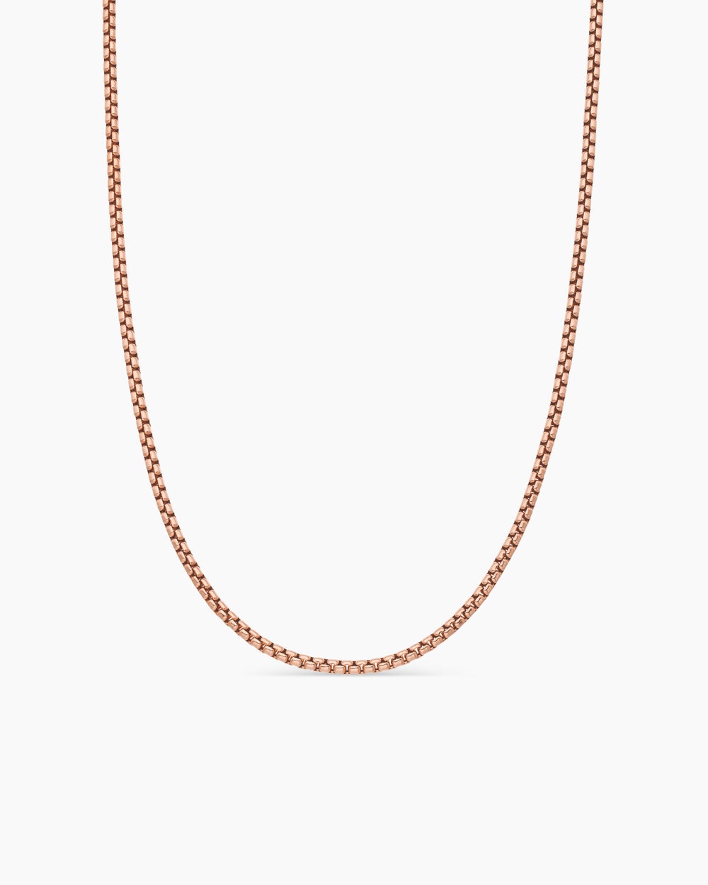 Mens Box Chain Necklace in 18ct Rose Gold, 2.7mm