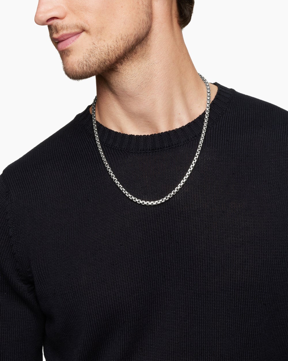 Mens Box Chain Necklace in Sterling Silver, 4.8mm
