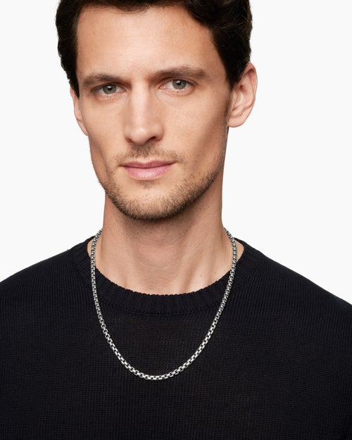 Mens Box Chain Necklace in Sterling Silver, 4.8mm