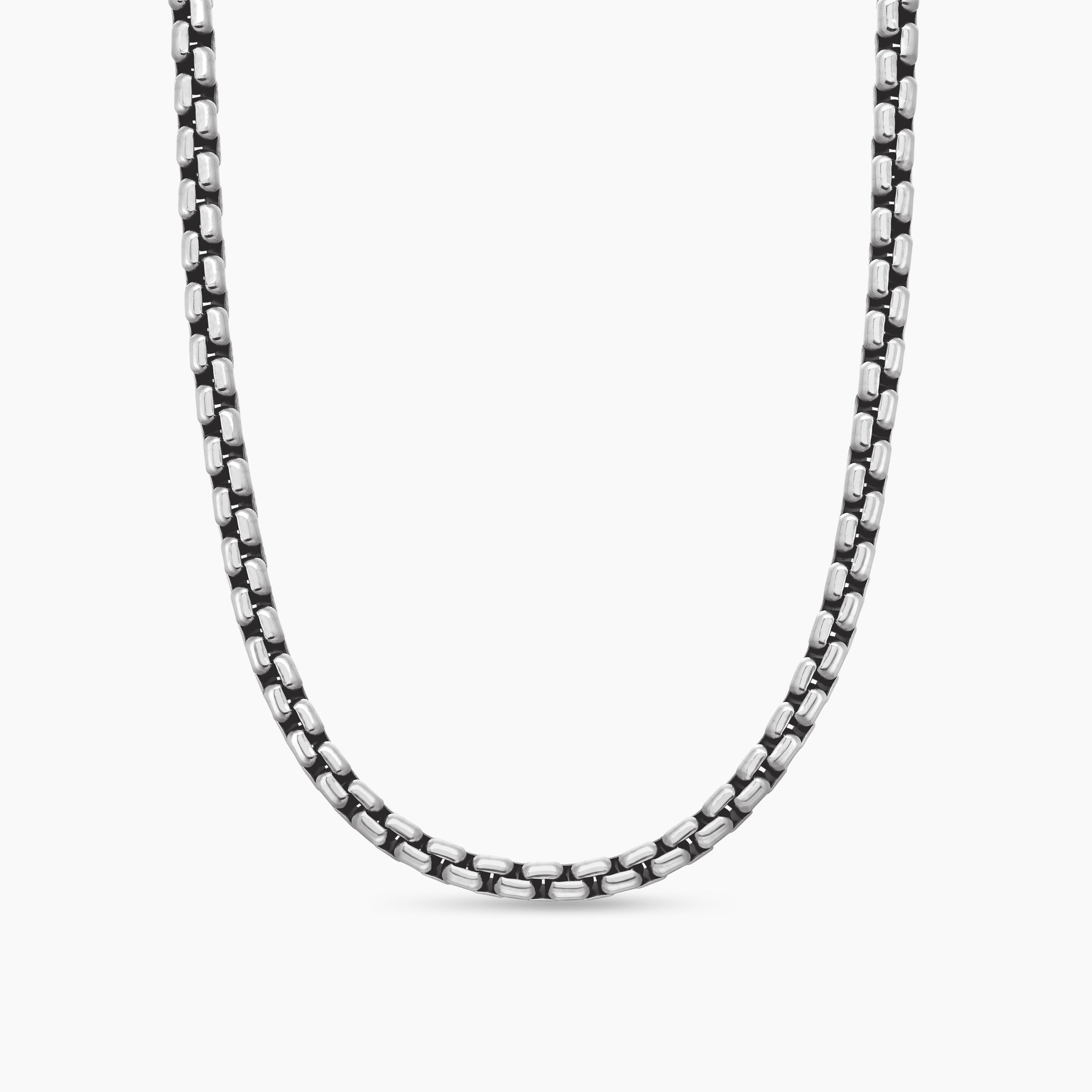 Mens Box Chain Necklace in Sterling Silver, 4.8mm