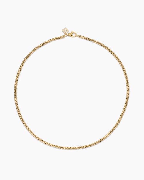 Womens Box Chain Necklace in 18K Yellow Gold, 3.6mm