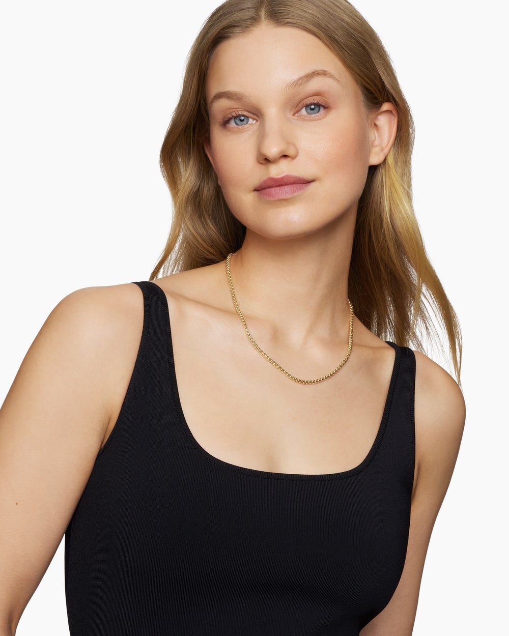 Womens Box Chain Necklace in 18K Yellow Gold, 3.6mm