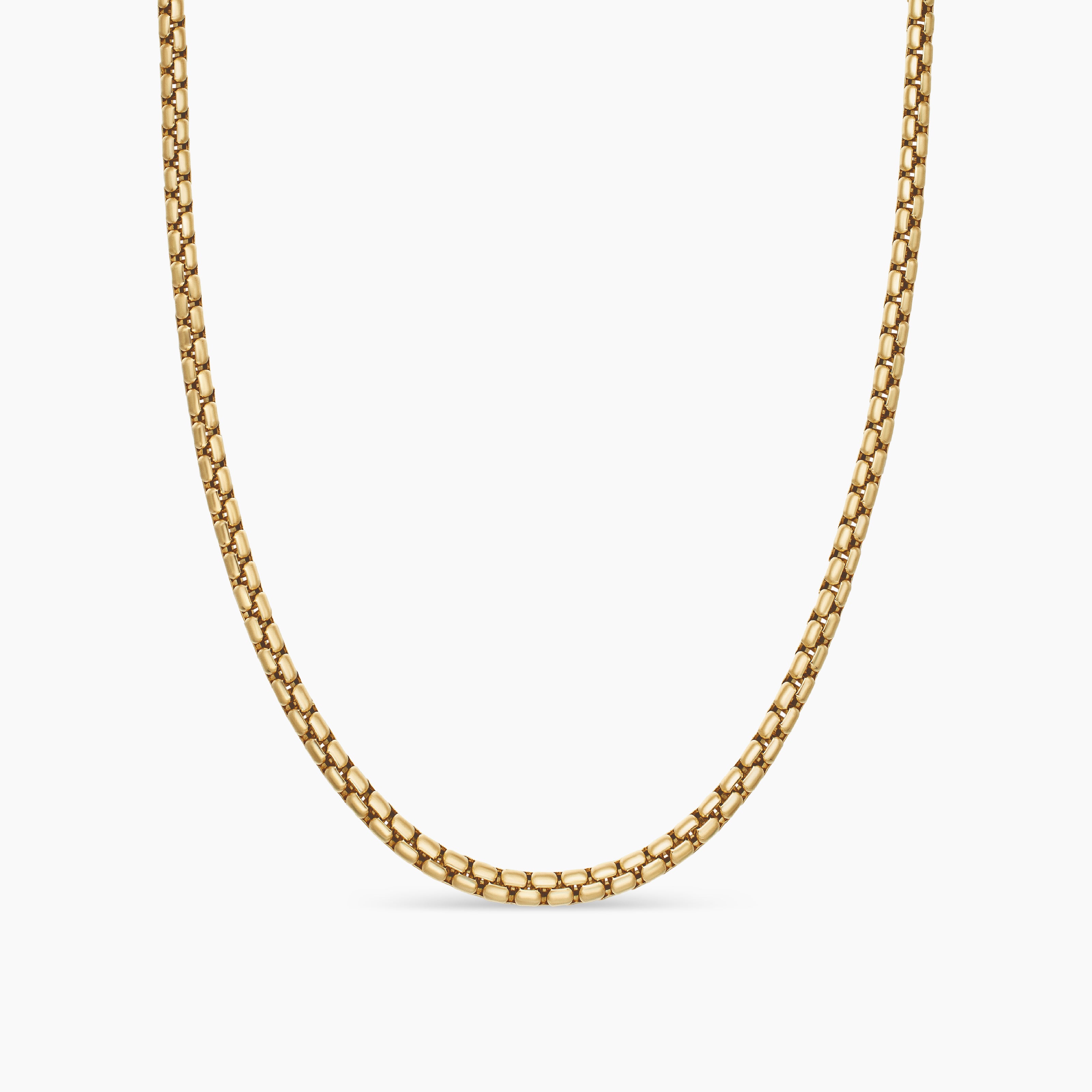 Womens Box Chain Necklace in 18K Yellow Gold, 3.6mm
