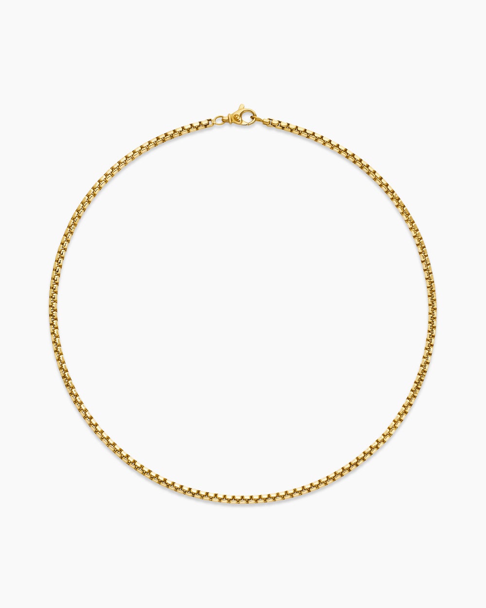 Mens Box Chain Necklace in 18K Yellow Gold, 3.4mm