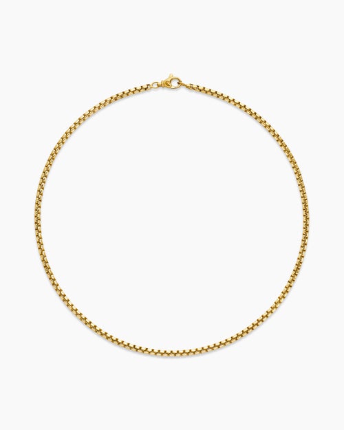 Mens Box Chain Necklace in 18K Yellow Gold, 3.4mm