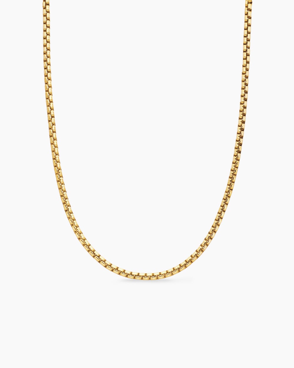 Mens Box Chain Necklace in 18K Yellow Gold, 3.4mm