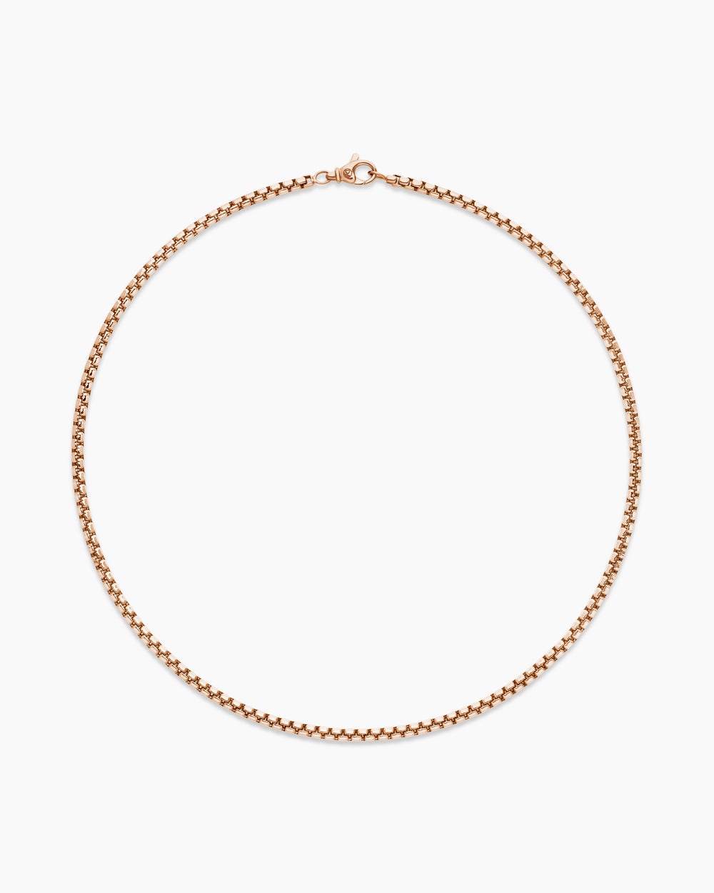 Mens Box Chain Necklace in 18K Rose Gold, 3.4mm