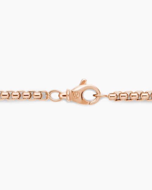 Mens Box Chain Necklace in 18K Rose Gold, 3.4mm