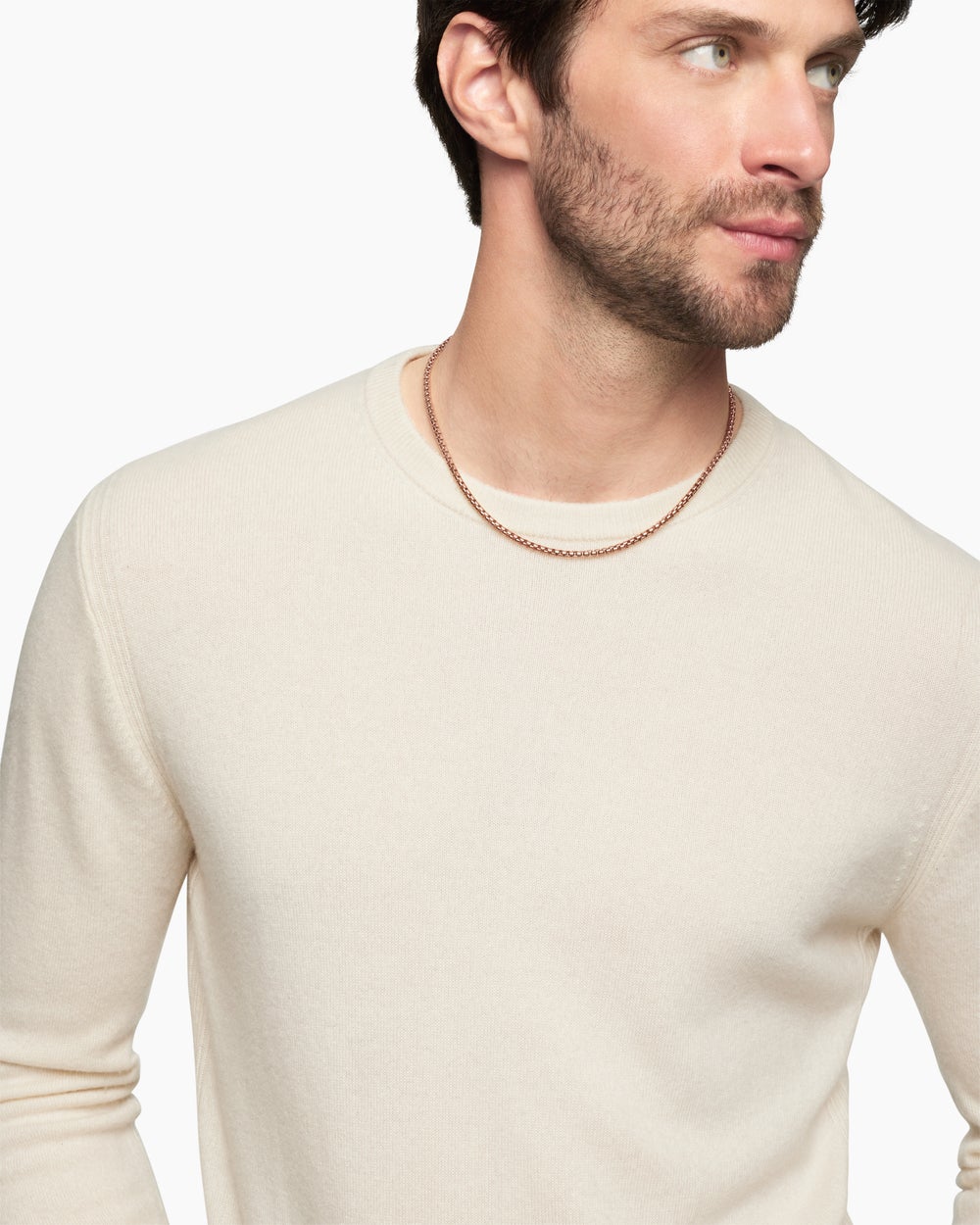 Mens Box Chain Necklace in 18K Rose Gold, 3.4mm