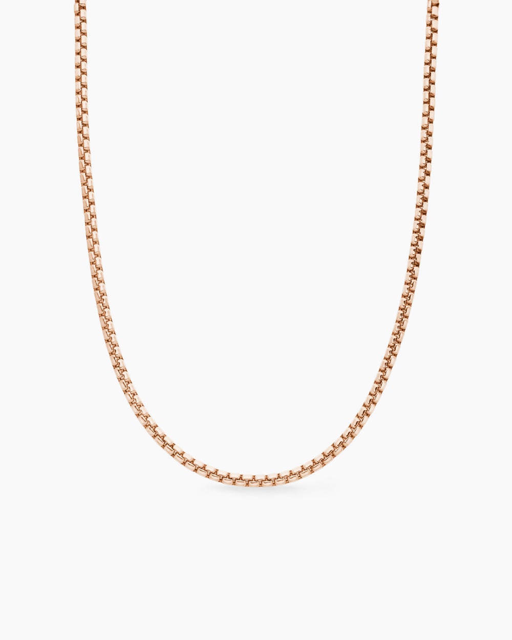 Mens Box Chain Necklace in 18K Rose Gold, 3.4mm