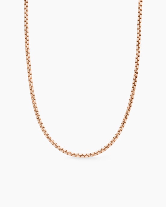 Box Chain Necklace in 18K Rose Gold, 3.4mm