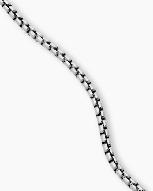 Mens Box Chain Necklace in 18K White Gold, 3.4mm