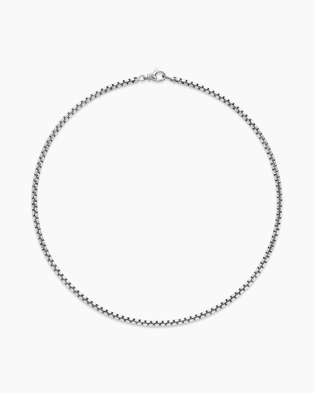 Mens Box Chain Necklace in 18K White Gold, 3.4mm