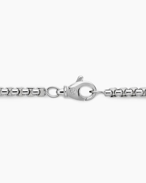 Mens Box Chain Necklace in 18K White Gold, 3.4mm