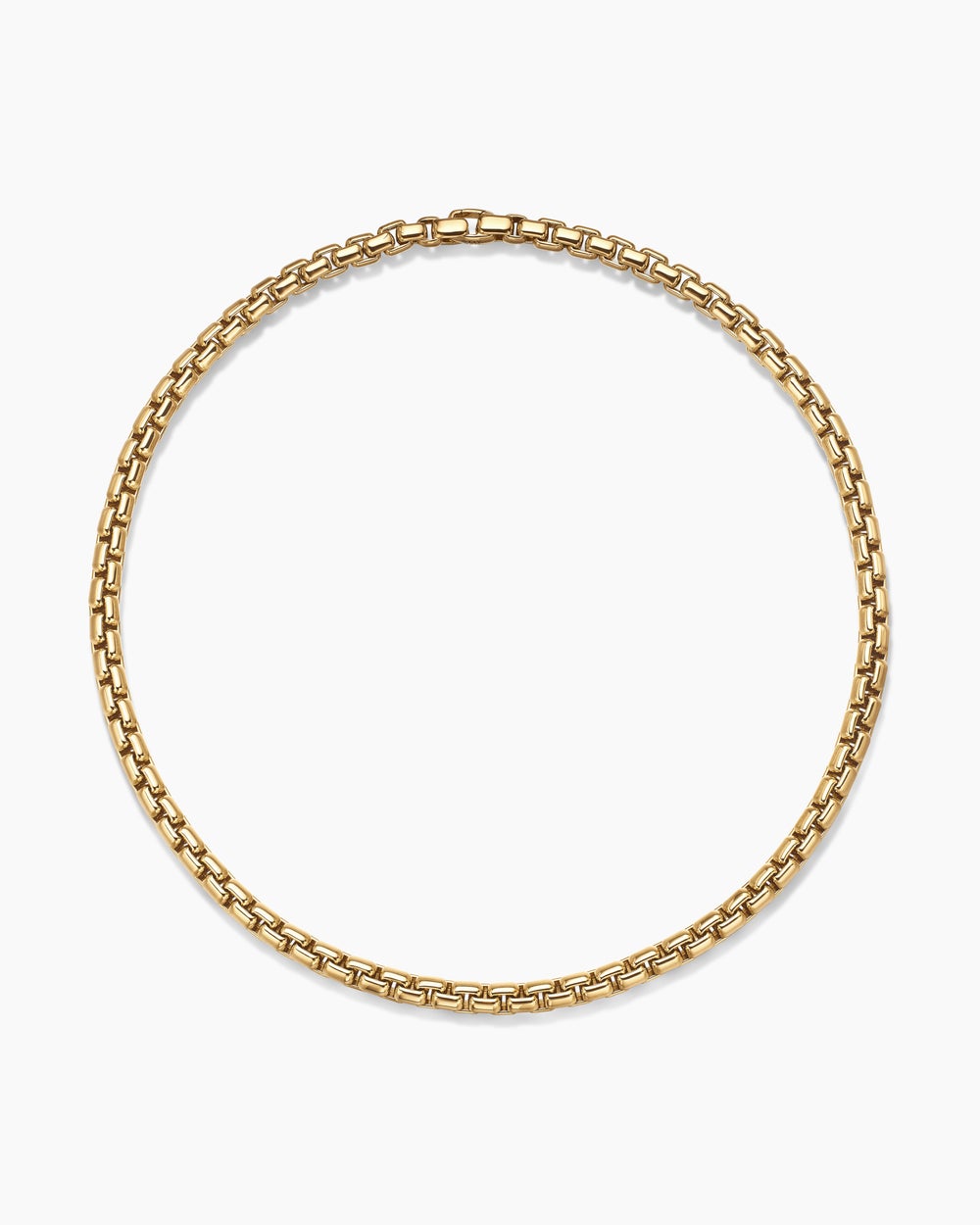 Mens Box Chain Necklace in 18K Yellow Gold, 7.5mm