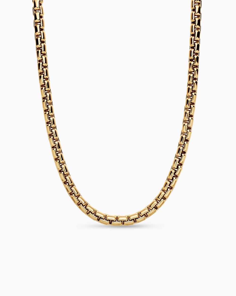 Mens Box Chain Necklace in 18K Yellow Gold, 7.5mm