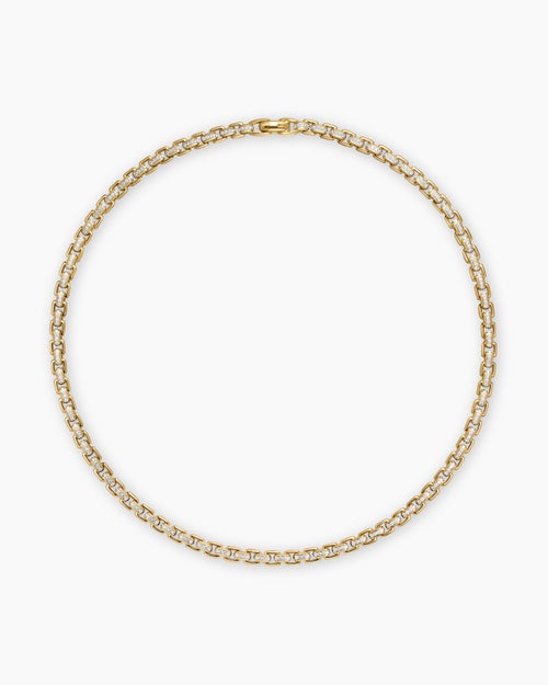 Mens Box Chain Necklace in 18K Yellow Gold, 7.5mm