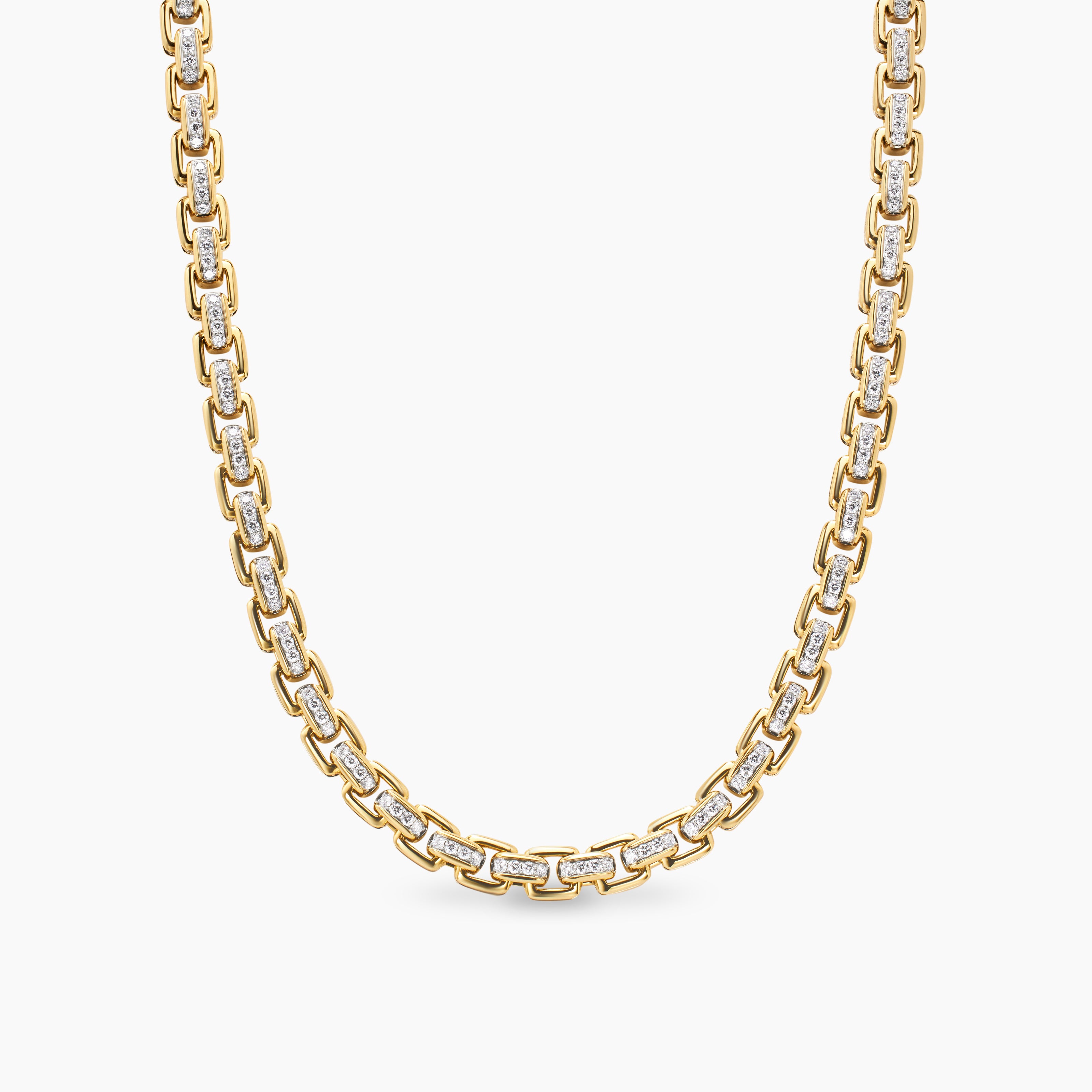 Mens Box Chain Necklace in 18K Yellow Gold, 7.5mm