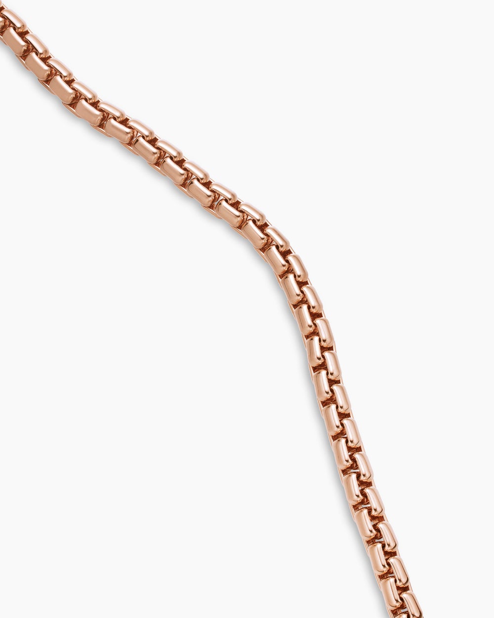 Mens Box Chain Necklace in 18K Rose Gold, 7.5mm