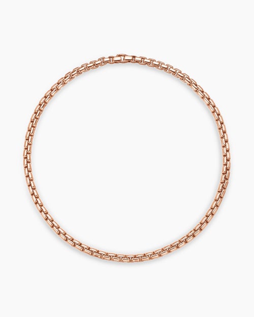 Mens Box Chain Necklace in 18K Rose Gold, 7.5mm