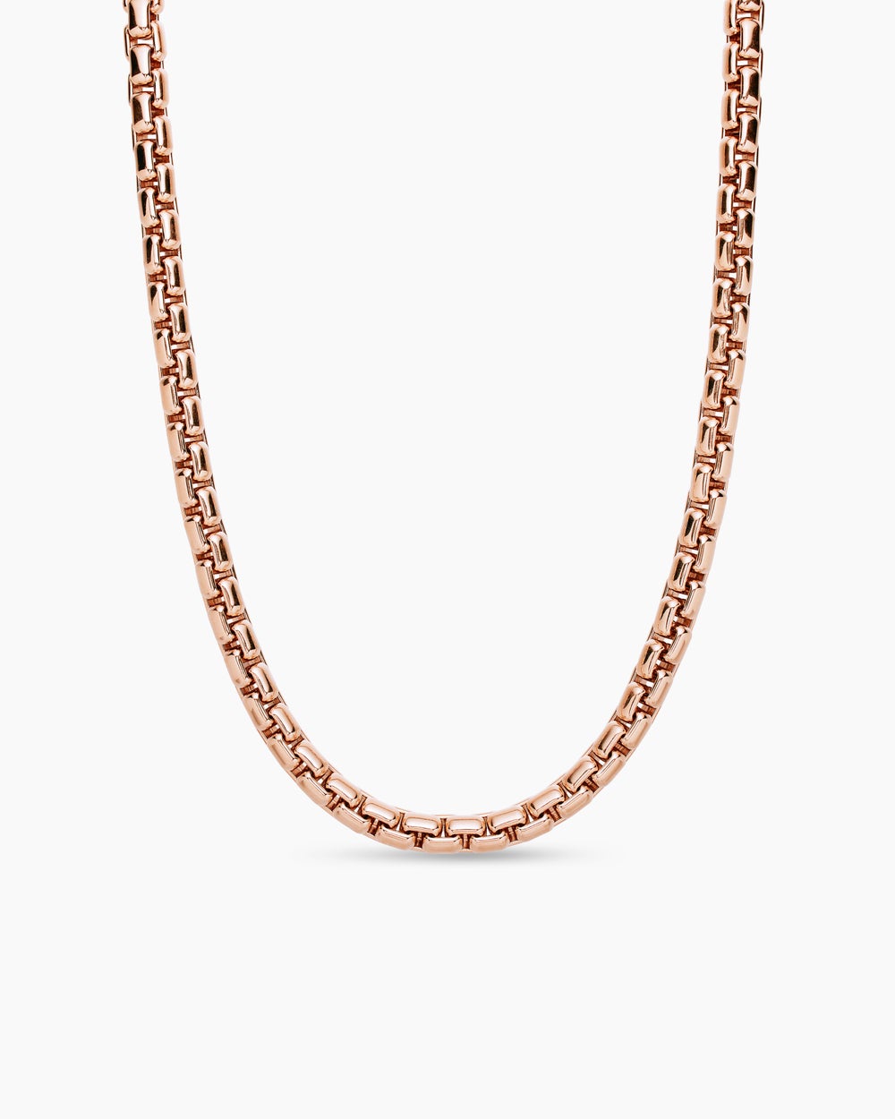 Mens Box Chain Necklace in 18K Rose Gold, 7.5mm