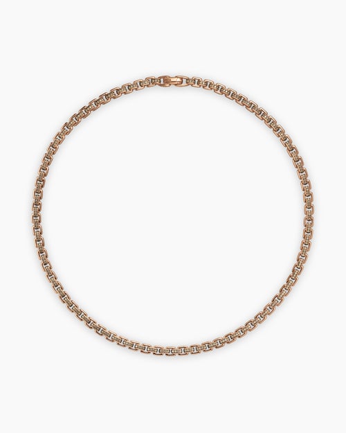 Mens Box Chain Necklace in 18K Rose Gold, 7.5mm