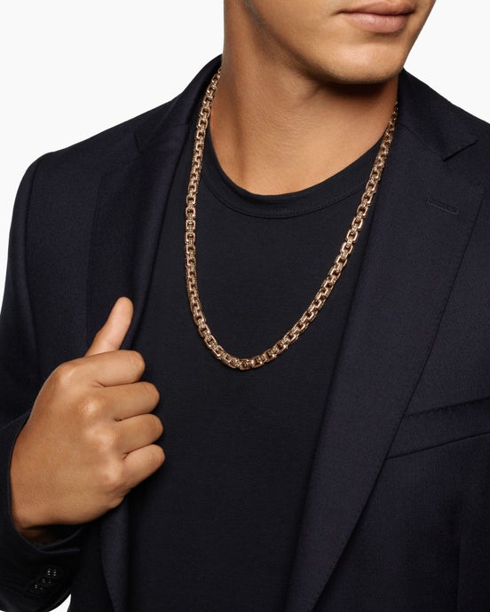Box Chain Necklace in 18K Rose Gold, 7.5mm