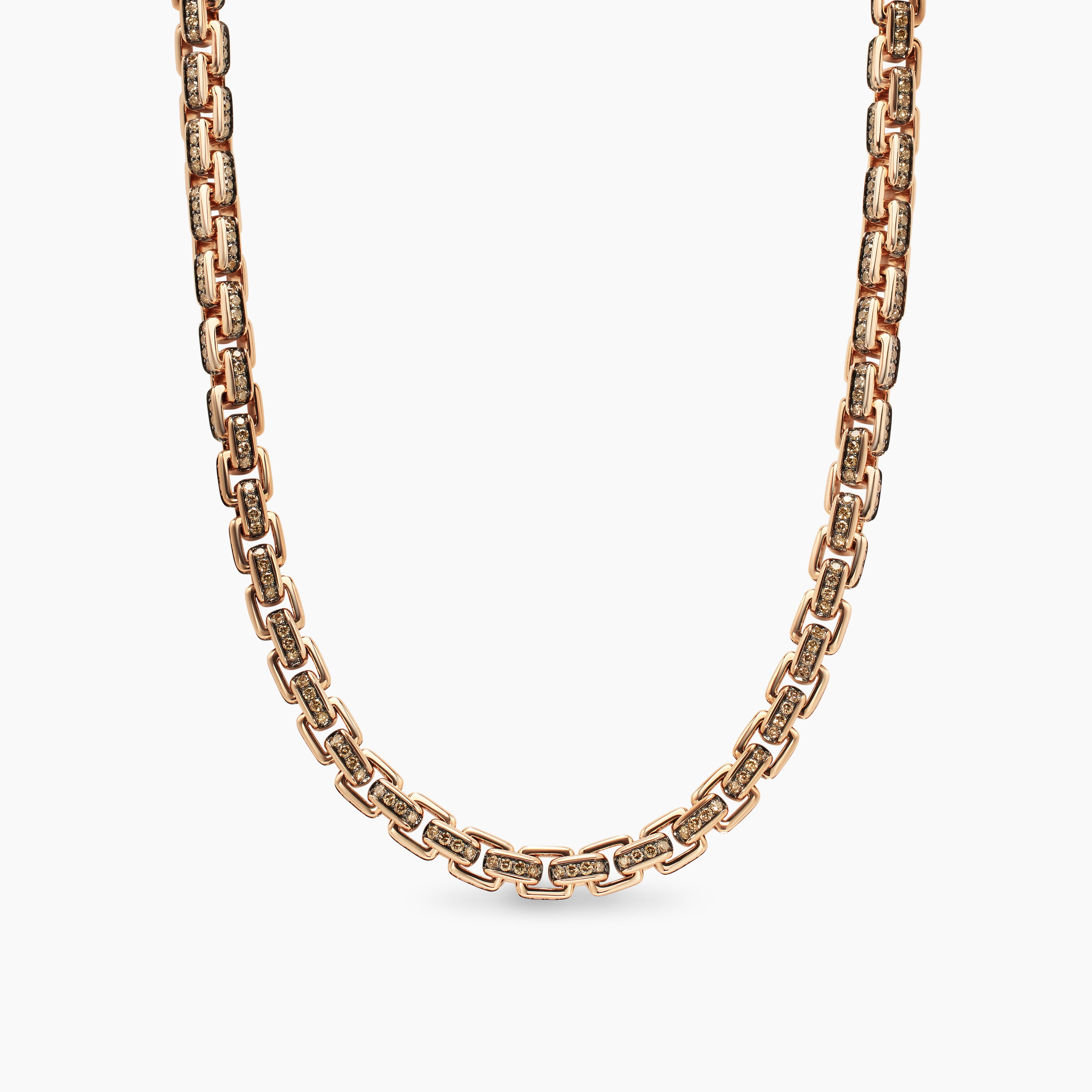 Mens Box Chain Necklace in 18K Rose Gold, 7.5mm