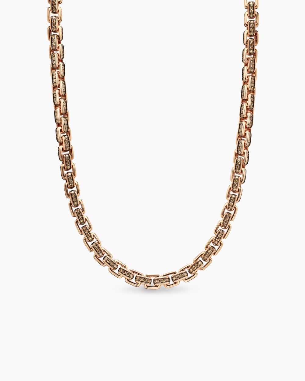 Mens Box Chain Necklace in 18K Rose Gold, 7.5mm