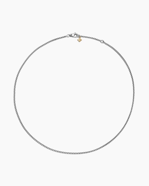 Womens Box Chain Necklace in Sterling Silver with 14K Yellow Gold Accent, 1.7mm