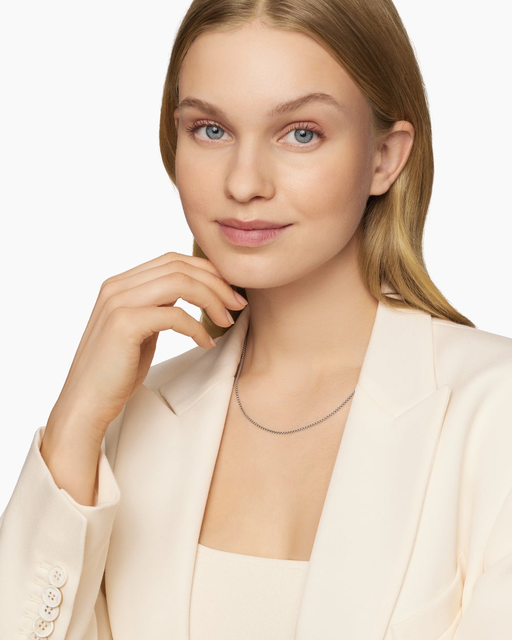Collier Box Chain en argent sterling avec accents en or jaune 14 carats, 1,7 mm femmes