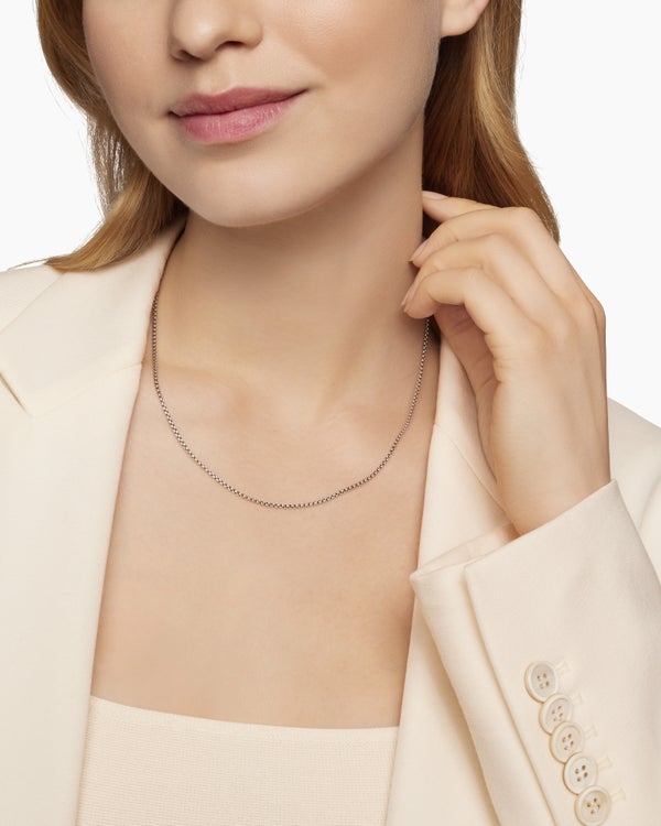 Box Chain Necklace in Sterling Silver with 14K Yellow Gold Accent, 1.7mm
