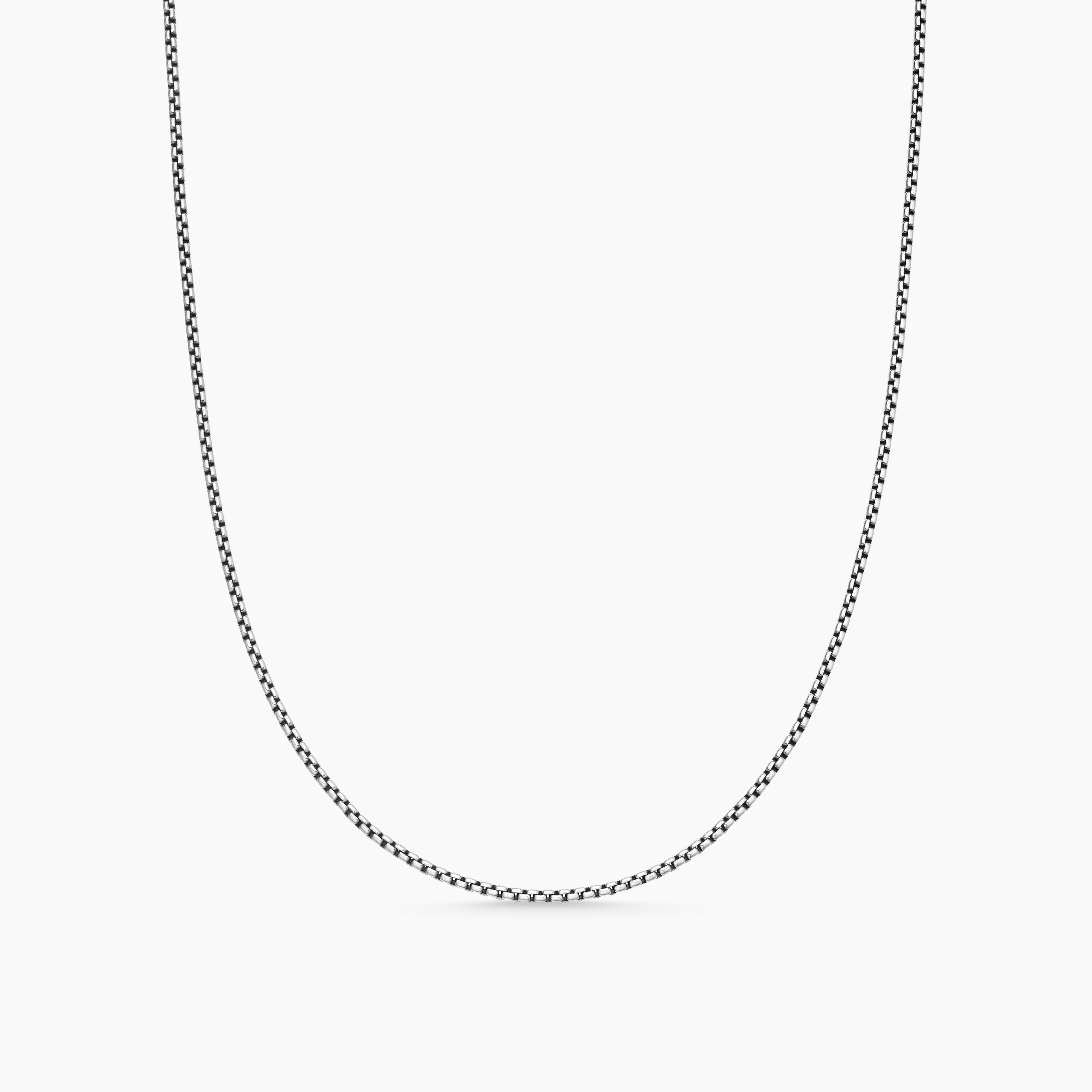 Womens Box Chain Necklace in Sterling Silver with 14K Yellow Gold Accent, 1.7mm