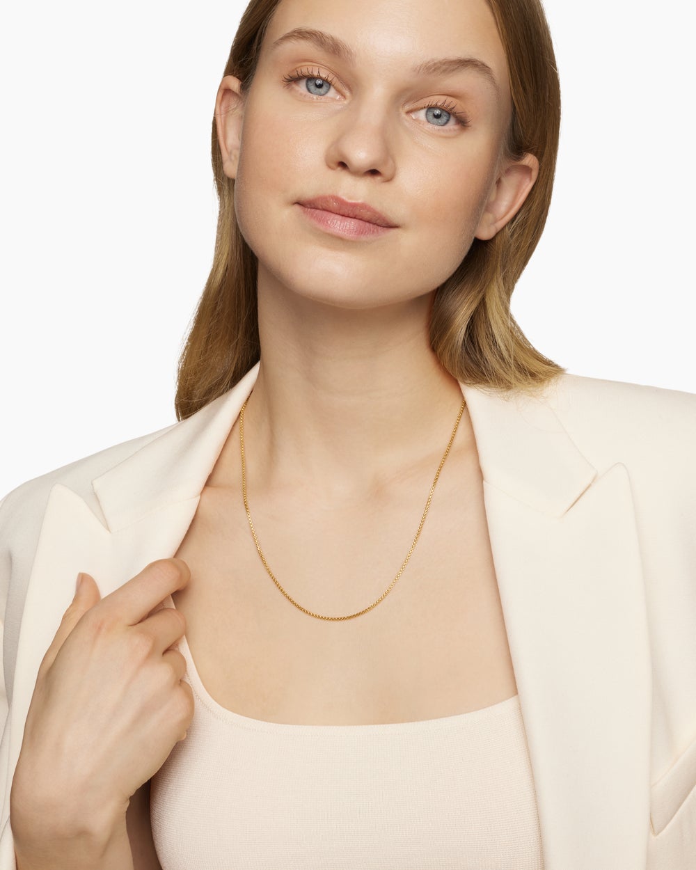 Womens Box Chain Necklace in 18ct Yellow Gold, 1.7mm