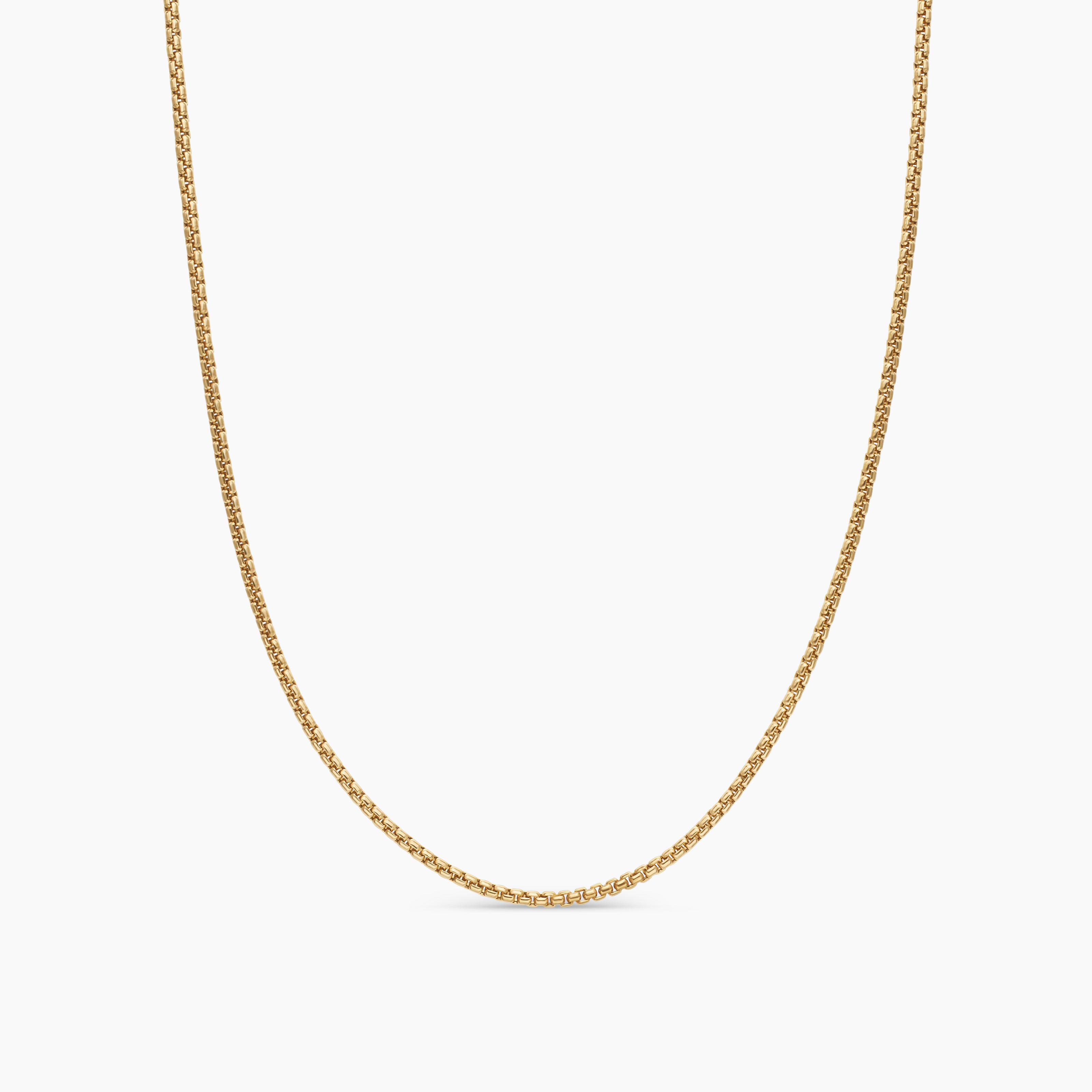Womens Box Chain Necklace in 18K Yellow Gold, 1.7mm
