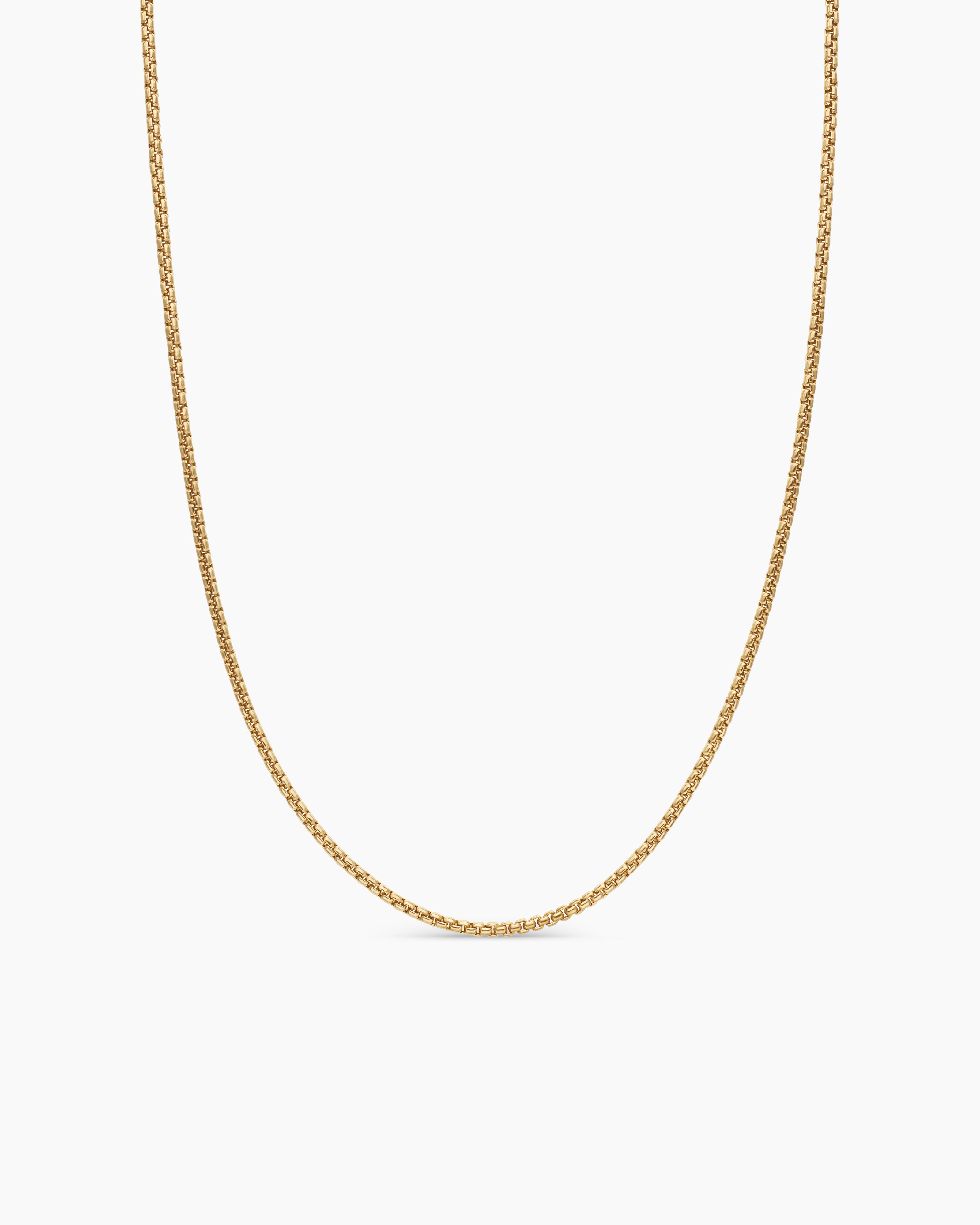 Womens Box Chain Necklace in 18ct Yellow Gold, 1.7mm